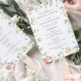 Elegant Wildflower Wedding Programma Handwaaier