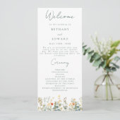 Elegant Wildflower Wedding Programma Programmakaart (Staand voorkant)