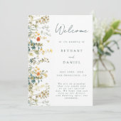 Elegant Wildflower Wedding Programmakaart (Staand voorkant)