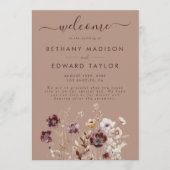 Elegant Wildflower Wedding Programmakaart (Voorkant)