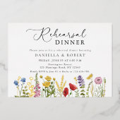 Elegant Wildflower Wedding Rehearsal Dinner Folie Uitnodiging (Voorkant)