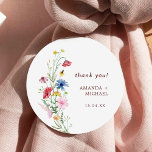 Elegant Wildflower Wedding Ronde Sticker<br><div class="desc">Waterverf Elegant Wildflower Wedding Classic Round Sticker. Overeenkomende objecten beschikbaar.</div>