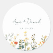 Elegant Wildflower Wedding Ronde Sticker (Voorkant)