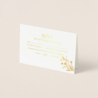 Elegant Wildflower Wedding RSVP Card Folie Kaarten