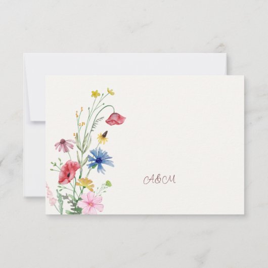 Elegant Wildflower Wedding RSVP Kaart (Achterkant)