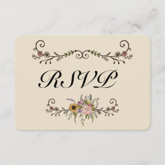Elegant Wildflower Wedding RSVP Matte 3,5 x 5 inch