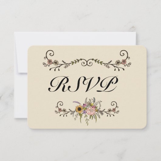 Elegant Wildflower Wedding RSVP Matte 3,5 x 5 inch (Voorkant)