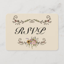 Elegant Wildflower Wedding RSVP Matte 3,5 x 5 inch