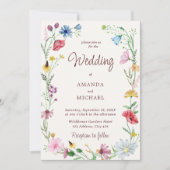 Elegant Wildflower Wedding Rustic Floral Kaart (Voorkant)