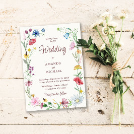 Elegant Wildflower Wedding Rustic Floral Kaart
