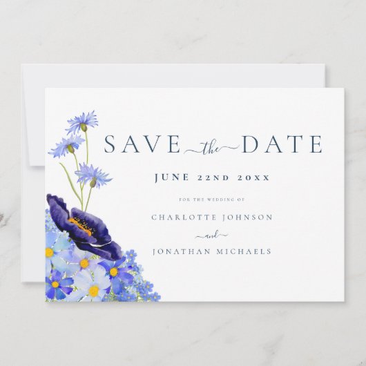 Elegant Wildflower Wedding Save The Date (Voorkant)
