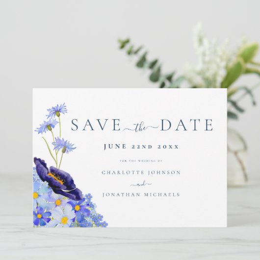 Elegant Wildflower Wedding Save The Date (Staand voorkant)