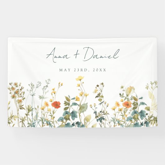 Elegant Wildflower Wedding Spandoek (Horizontaal)