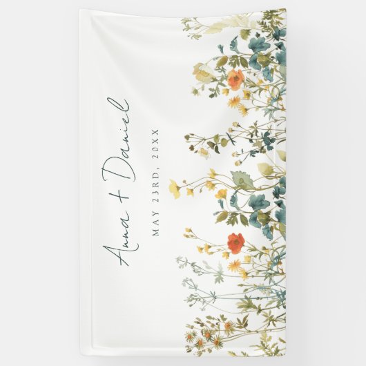 Elegant Wildflower Wedding Spandoek (Verticaal)