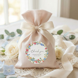 Elegant Wildflower Wedding Thank You Favor Ronde Sticker