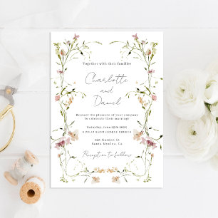 Elegant Wildflower Wedding-uitnodiging Kaart