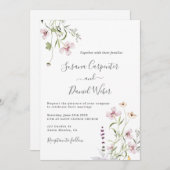 Elegant Wildflower Wedding-uitnodiging Kaart (Voorkant / Achterkant)