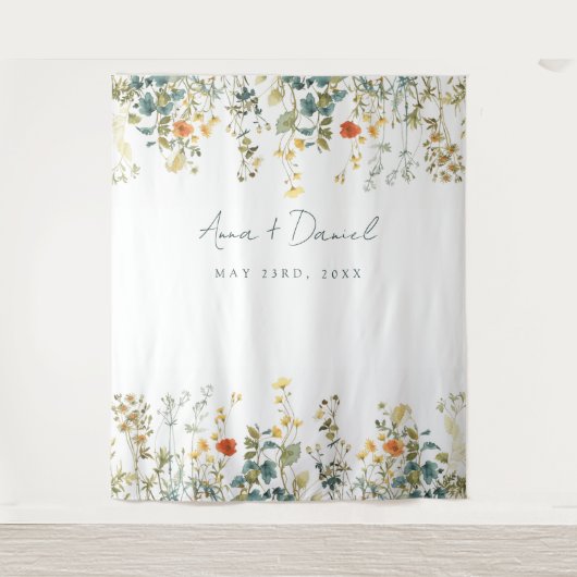 Elegant Wildflower Wedding Wandkleed (Voorkant)