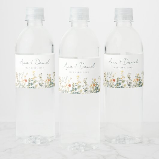 Elegant Wildflower Wedding Waterfles Etiket (Flessen)