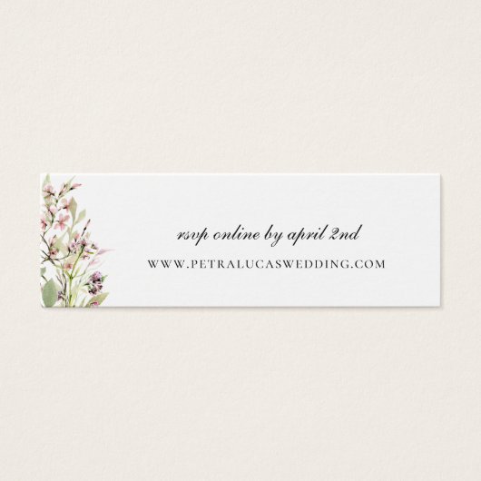 Elegant Wildflower Wedding Website RSVP Mini Visitekaartjes (Voorkant)