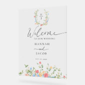 Elegant Wildflower Wedding Welcome Sign Acryl Bord (Hoek)
