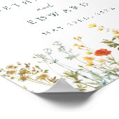 Elegant Wildflower Wedding Welkom Poster (Hoek)