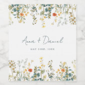 Elegant Wildflower Wedding Wijn Etiket (Enkel label)
