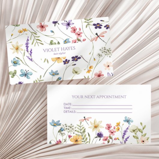 Elegant Wildflower Wild Flower Floral Custom Afsprakenkaartje