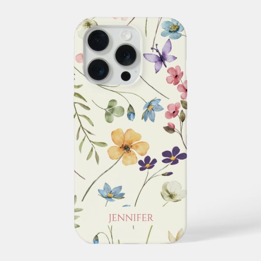 Elegant Wildflower Wild Flower Floral Custom iPhone Hoesje (Achterkant)