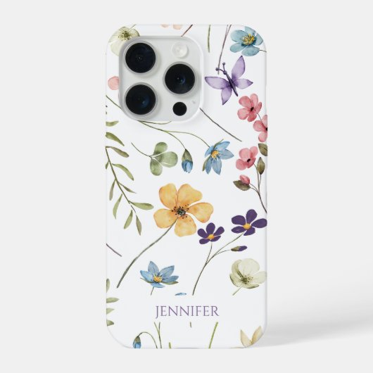 Elegant Wildflower Wild Flower Floral Custom iPhone Hoesje (Achterkant)