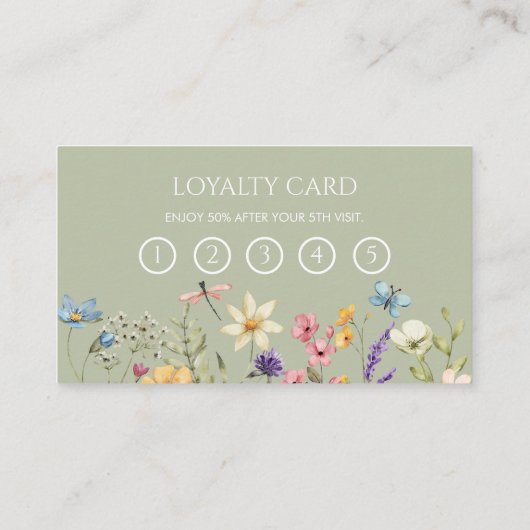 Elegant Wildflower Wild Flower Floral Custom Klantenkaartje (Achterkant)