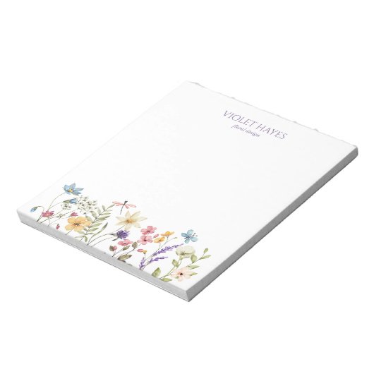 Elegant Wildflower Wild Flower Floral Custom Notitieblok (Linkerzijde)