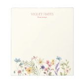 Elegant Wildflower Wild Flower Floral Custom Notitieblok (Voorkant)