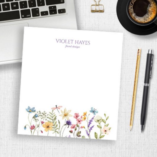 Elegant Wildflower Wild Flower Floral Custom Notitieblok