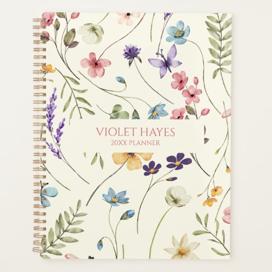 Elegant Wildflower Wild Flower Floral Custom Planner (Voorkant)