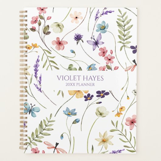 Elegant Wildflower Wild Flower Floral Custom Planner (Voorkant)