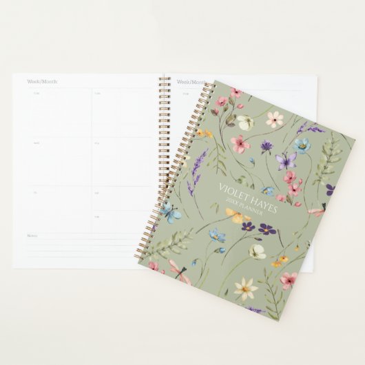 Elegant Wildflower Wild Flower Floral Custom Planner (Display)