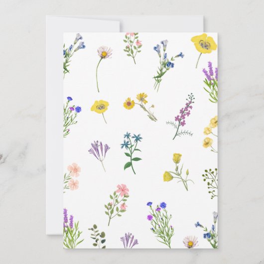 Elegant Wildflower  Wilde Floral Wedding Kaart (Achterkant)