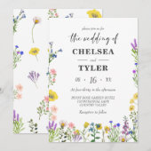 Elegant Wildflower  Wilde Floral Wedding Kaart (Voorkant / Achterkant)