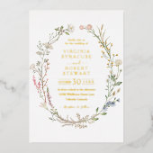 Elegant Wildflower Wreater Royal Simple Wedding Folie Uitnodiging (Voorkant)