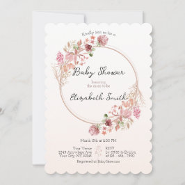 Elegant Wildflower Wreath Baby Shower Invitation Kaart