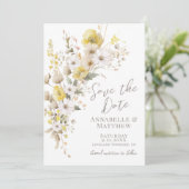 Elegant Wildflower Yellow Floral Wedding Save The Date (Staand voorkant)