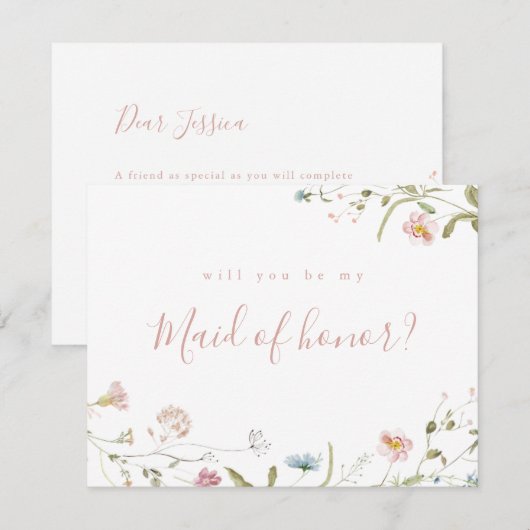 Elegant Wildflower zal je mijn eerbewijs zijn. Kaart (Voorkant / Achterkant)