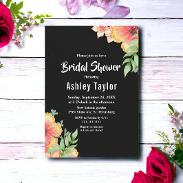 Elegant Wildflower Zwart Bloemen Vrijgezellenfeest Kaart