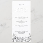 Elegant Wildflower Zwart Wit Bruiloft Diner Menu (Voorkant)