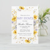 Elegant Wildflowers Garden Baby shower Invitation Kaart (Staand voorkant)