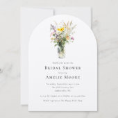 Elegant Wildflowers Mason Jar Bridal Shower Kaart (Voorkant)