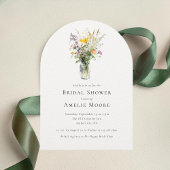 Elegant Wildflowers Mason Jar Bridal Shower Kaart