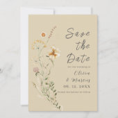 Elegant Wildflowers Neutral Beige Foto Herfst Save The Date (Voorkant)