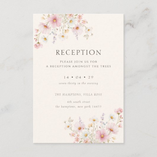 Elegant Wildflowers Reception Wedding Informatiekaartje (Voorkant)